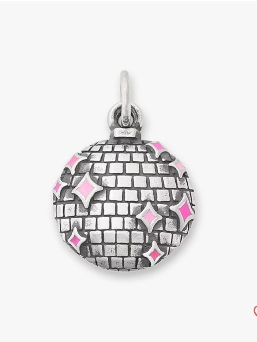 James Avery Silver Disco Ball Charm with Pink Enamel Stars New Limited - Picture 1 of 12